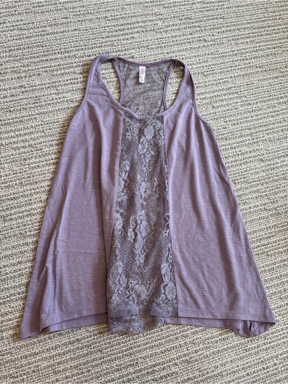 Xhilaration Lavender Lace-Front Racerback Tank